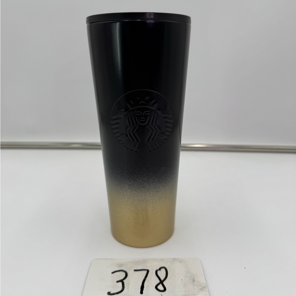 Disney World 50th Anniversary Starbucks Black Gold Ombre Tumbler 24 oz